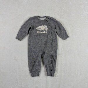 Baby Organic Original Cooper Beaver Romper Sz 6-12 Months Salt and Pepper Gray
